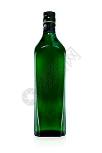 马斯喀特垂直的威士忌酒绿色空瓶垂直孤立在白色背景威士忌瓶上BWSK图片