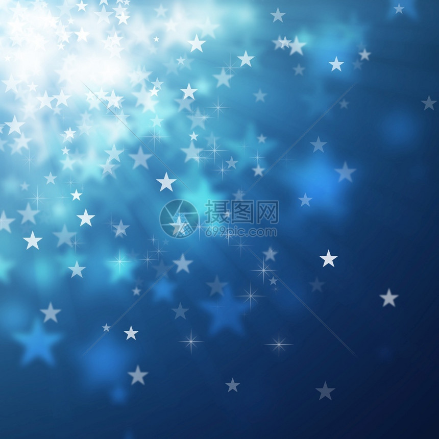 散景发光的插图蓝色恒星bokeh抽象光背景图片