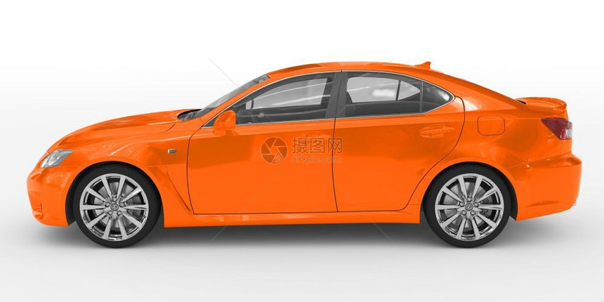 使成为白色橙油漆透明玻璃左侧视图3D汽车颜色图片