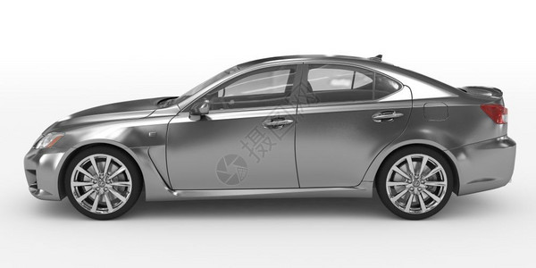 灰色汽车驾驶白色金属透明玻璃左侧视图3D反思坚硬的设计图片