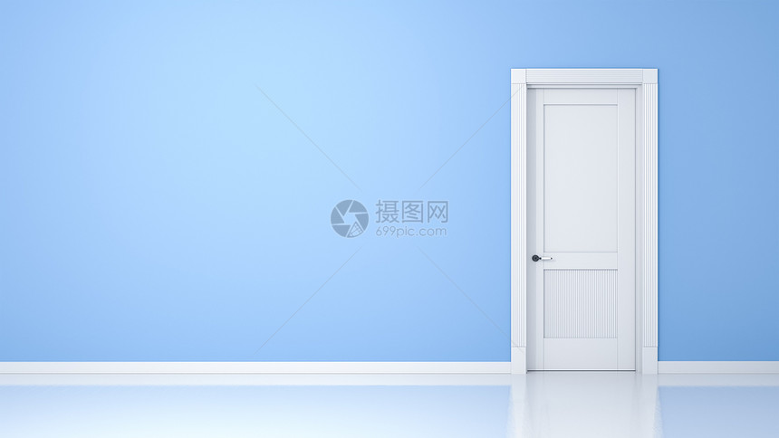 平坦的真实一面墙和扇门在空的有间容纳内的公寓中白色图片