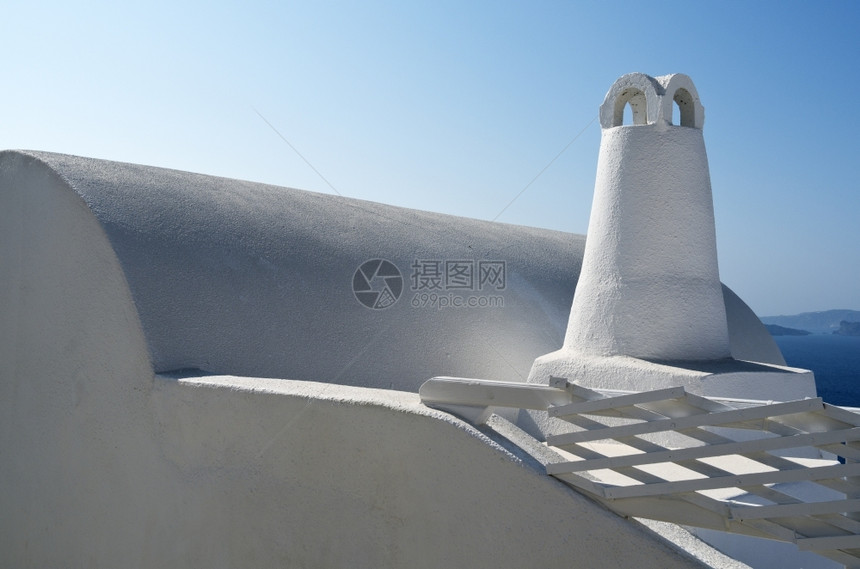 希腊圣托里尼岛奥亚的Chimney灰泥细节伊亚图片