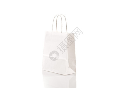 销售白色背景孤立的循环纸张购物袋废空白的礼物图片