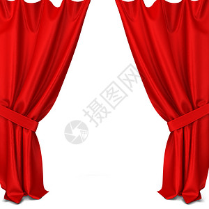娱乐装饰风格白色背景上孤立的经典窗帘3D插图天鹅绒图片