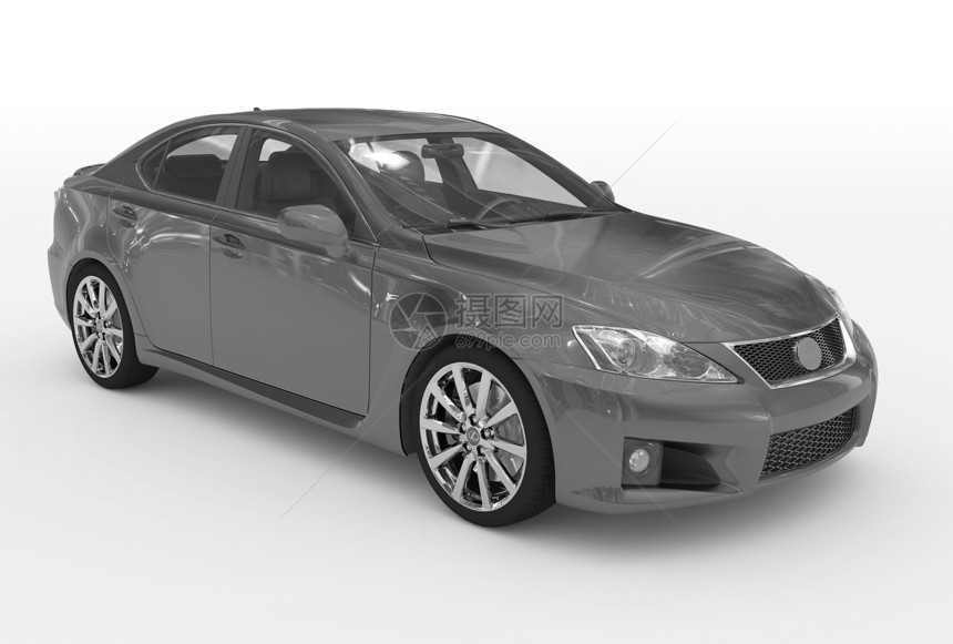 当代的白色灰油漆透明玻璃前右侧视图3D车辆图片