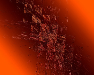 混乱颜色橙背景上的抽象分形艺术红色广场散射抽象的图片