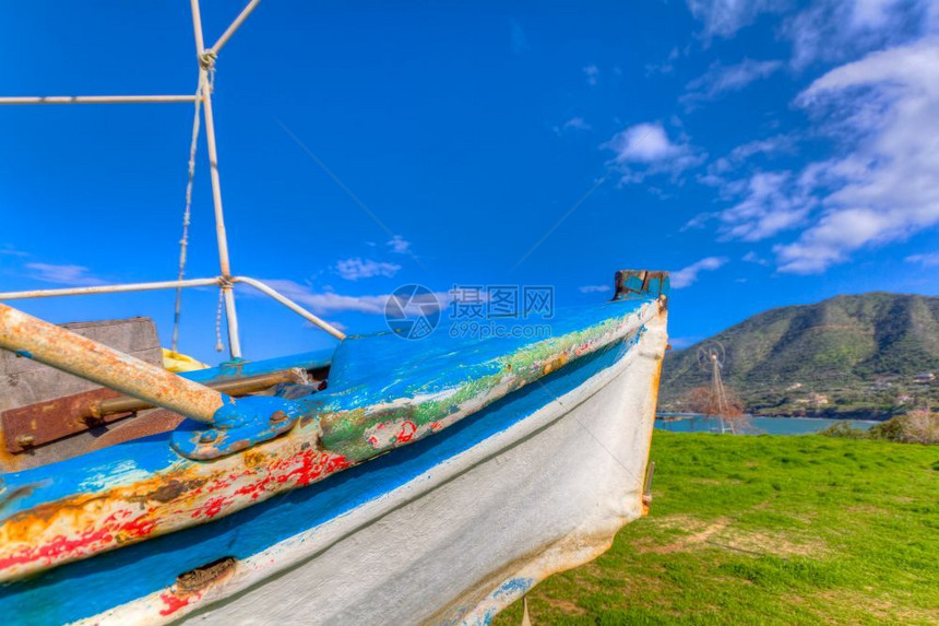 夏天船海滨201年3月在塞浦路斯波莫拍摄的HDR处理照片图片