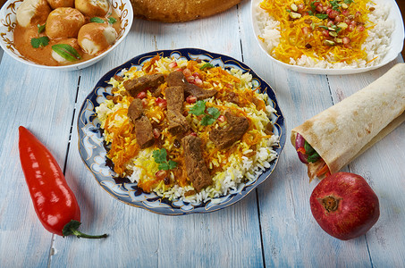美味的阿富汗人Pulao阿富汗人Uisine中亚传统菜类央午餐图片