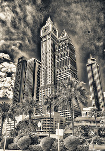 城市景观迪拜中心露天大楼的街面迪拜市中心露天大楼的街面际线旅行图片