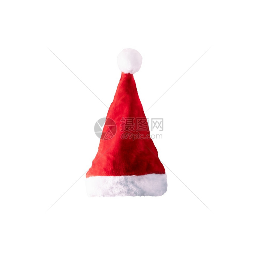 豪华的柔软庆祝白色背景上孤立的圣达克扣红帽子图片