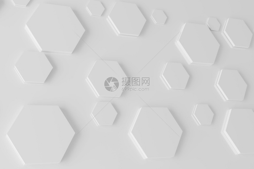 摘要白六边蜂窝背景3d现代的马赛克联系图片