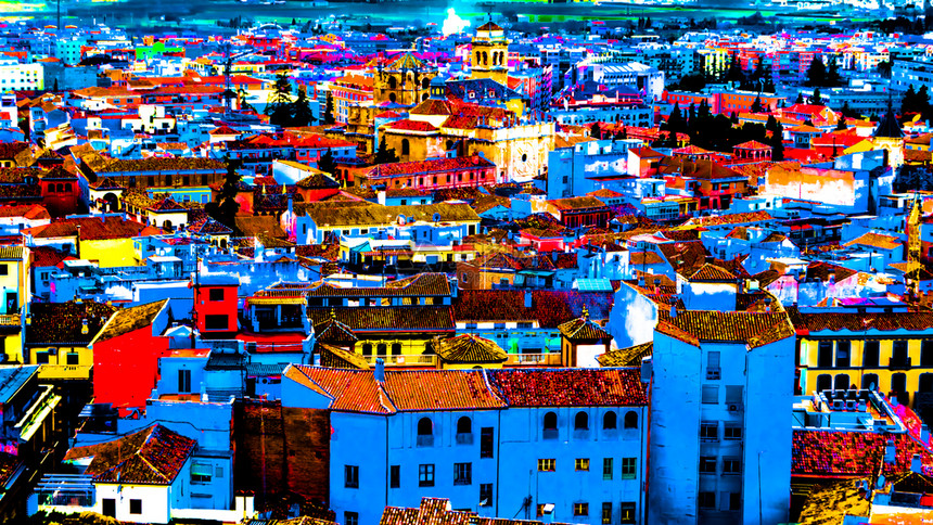 西班牙南部格拉纳达市风景的多彩插图著名历史老图片