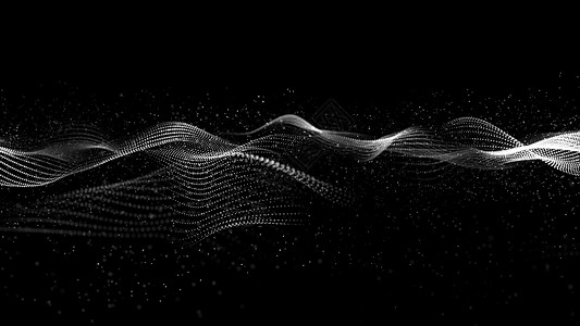 黑色和白数字粒子与博克和尘土的波浪流数字摘要背景动态的虚拟墙纸背景图片