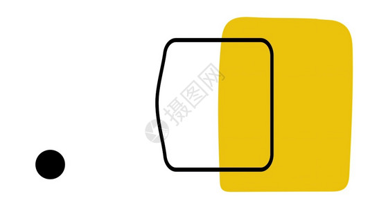 弯曲黑色的3d插图最小艺术风格中的黄色和黑矩形抽象的图片
