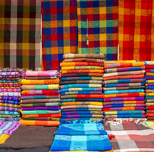 手工艺市场作为背景模式的光亮织造材料当地的颜色墨西哥人图片