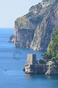 萨勒诺海湾意大利的阿马尔菲海岸和岩石悬崖假期风景摄影图片