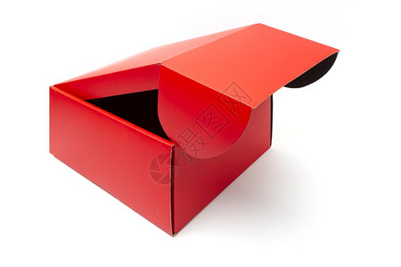 空白的商品背景孤立的购物和礼品开放红纸板箱包装用于购买和礼品白色的图片