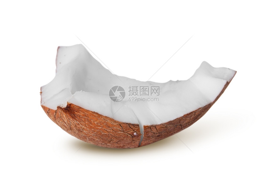 异国情调单片椰子纸浆旋转在白色背景上孤立牛奶新鲜的图片