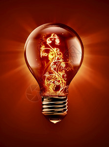白炽灯泡自然红色3D图象里面有火花的灯泡白炽技术设计图片