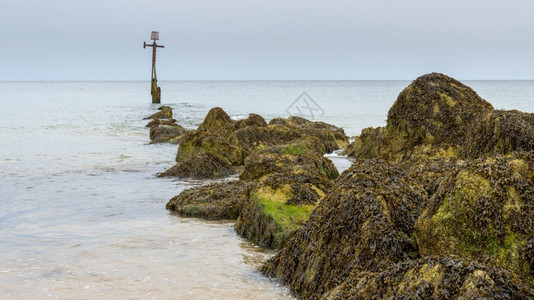 摄影颜色在英国诺福克Norfolk英国海岸观点多岩石的图片