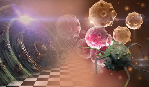 未来的3D软件制造的癌症细胞圆圈胃抽象的图片
