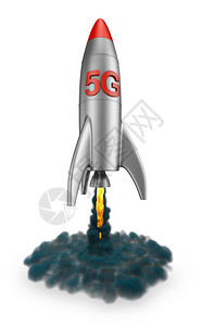 胜任力模型5G型火箭发射烟雾和力3d插图传送5克插画