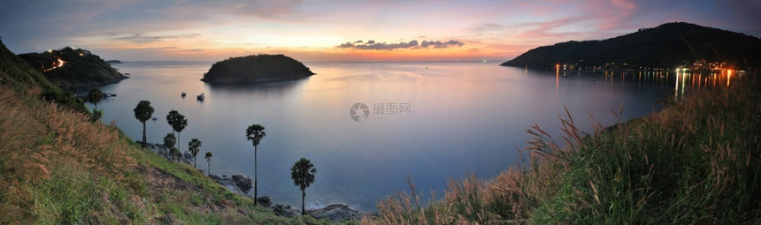 天亚洲岬泰国普吉岛LaemPromthep的大海全景图片