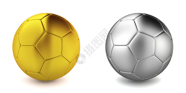金属白色背景上的足球3D插图传统的图片