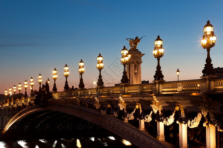 亚历山大三桥法国巴黎番泻叶命运水背景图片