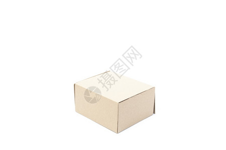 白色孤立背景的框上一个棕色纸箱Name木板邮件展示图片