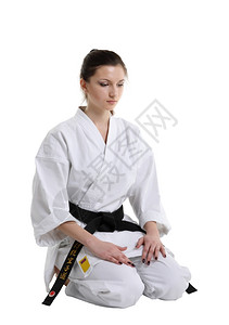 脚丫子白色的种背景和服空手道女孩跆拳图片