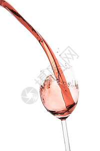 茶点溅在白色背景上的玫瑰酒水滴玻璃图片