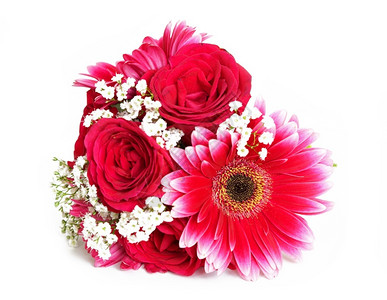 祝贺美丽的鲜红花布束艺图片