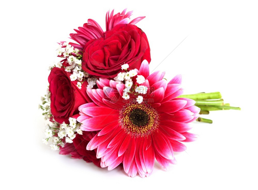 生日美丽的鲜红花布束手势婚礼图片