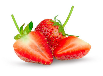 红色的白背景上隔离的新鲜草莓收成浆果图片
