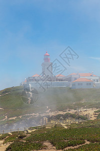 天空海自然欧洲大陆在西洋的点CabodaRoca夏季雾中图片