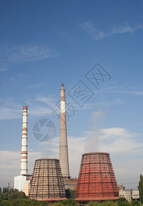 二氧化碳工厂炼业管道对抗蓝天烟图片