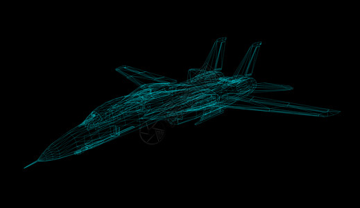 安徽工程大学在黑色3D辐射器上分离的飞机电线模型使成为未来派全息图设计图片