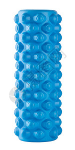 蓝色按摩机在白背景上被孤立的蓝按摩机普拉提球痛图片