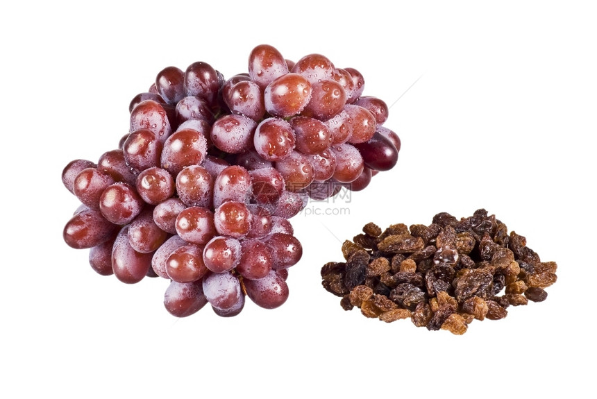 红色的棕白背景红葡萄和干美味的图片