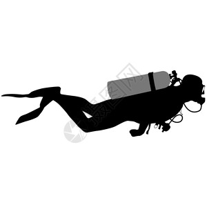 自由潜水员游泳面具黑色环影潜水器矢量插图图片
