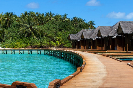 热带假期游泳的马尔代夫别墅图片