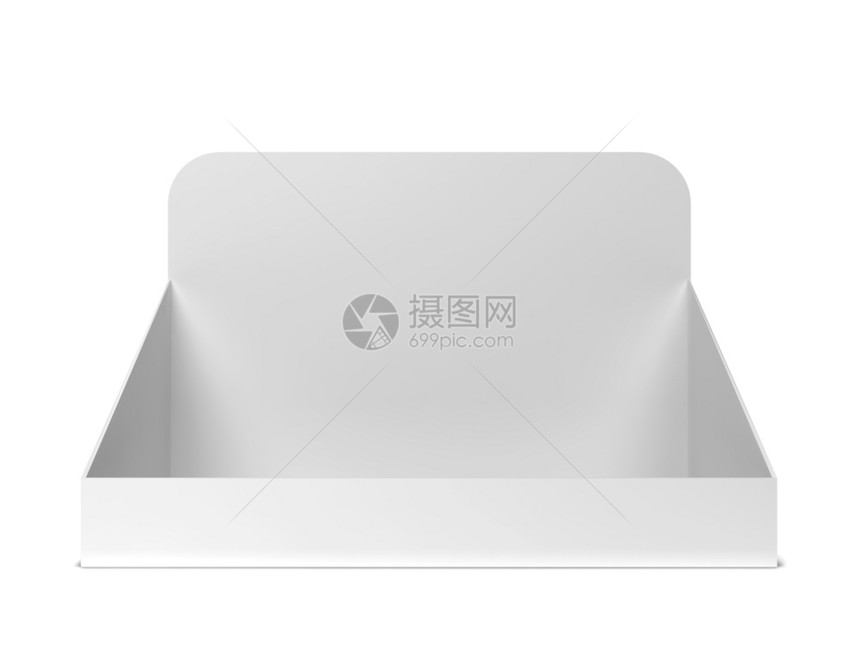 以白色背景隔离的产品显示3d插图超级市场贮存纸板图片