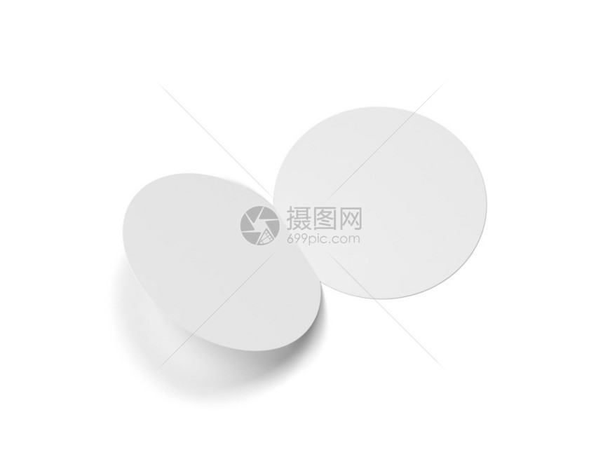 3d插图白色背景孤立的空白双圆小册子传单问候文档图片
