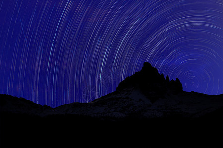 运动臭鼬北极星长距离图像显示夜空中星在山上行踪图片