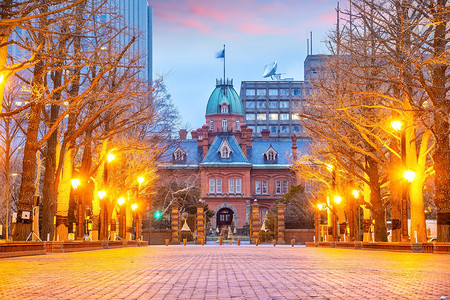 公园历史的旅行日本札幌前北海道日落黄昏的历史办公室背景图片