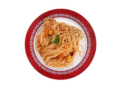 阿休塔面食和煮的意大利糊是盘子配有补充酱汁或调味品料专业图片