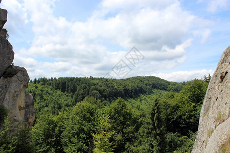 谷喀尔巴阡山脉森林中美丽的全景地方图片