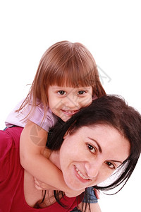 妈阴影母亲和女儿微笑在镜头的中孩子图片