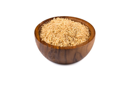 种子营养白底木碗中的稻子素食主义者图片